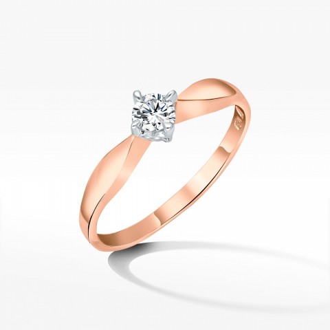 Pierścionek z różowego złota z diamentem - próba 585 0,12CT PV-091C