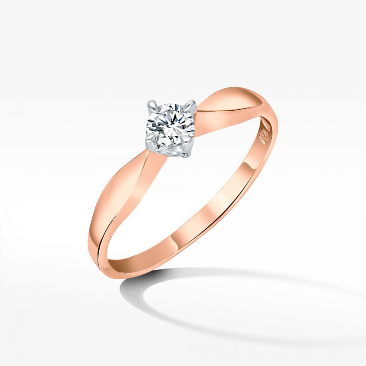 Pierścionek z różowego złota z diamentem - próba 585 0,12CT PV-091C