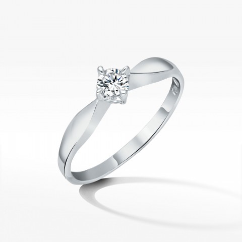 Pierścionek z białego złota z diamentem - próba 585 0,12CT PV-091B