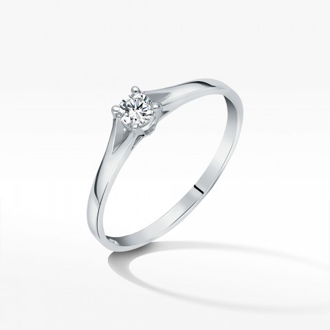 Pierścionek z białego złota z diamentem - próba 585 0,20CT PV-094B
