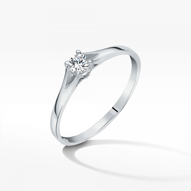 Pierścionek z białego złota z diamentem - próba 585 0,20CT PV-094B