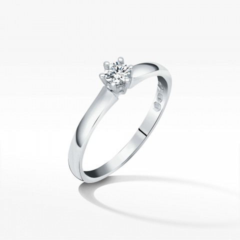 Pierścionek z białego złota z diamentem - próba 585 0,20CT PV-100B