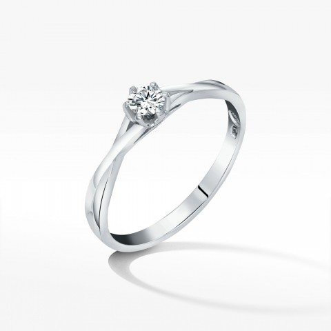 Pierścionek z białego złota z diamentem - próba 585 0,12CT PV-101B