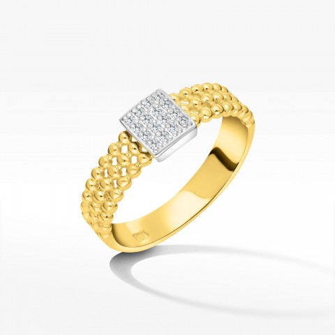 Pierścionek z żółtego złota z diamentami  - próba 585 0,08CT PV-102A