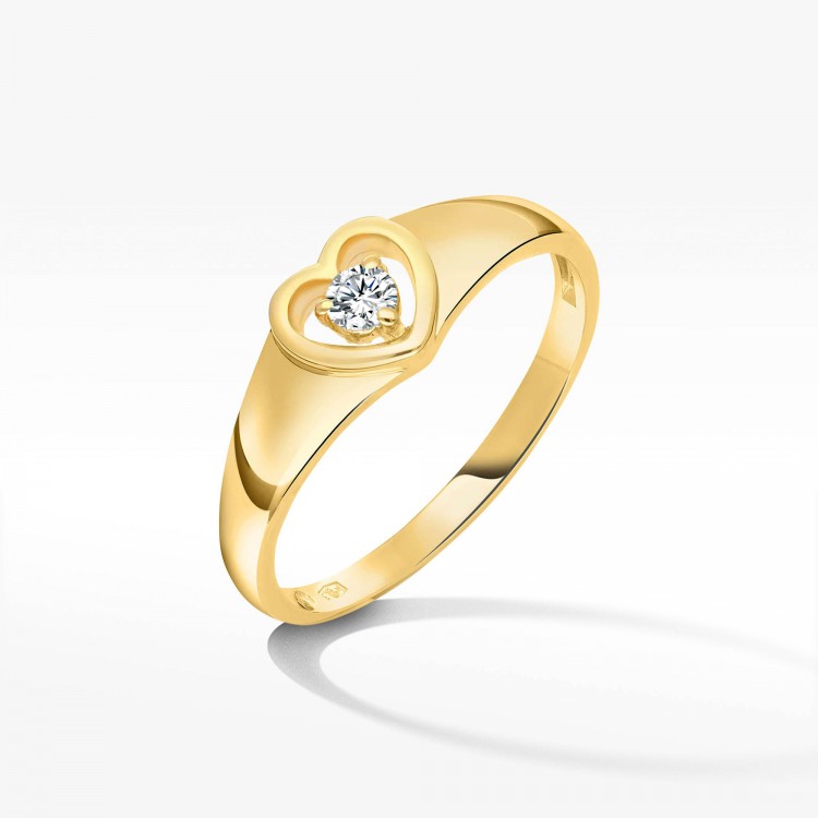 Pierścionek z żółtego złota z diamentem - próba 585 0,10CT PV-115A