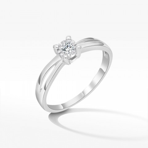 Pierścionek z białego złota z diamentem - próba 585 0,08CT PV-130B
