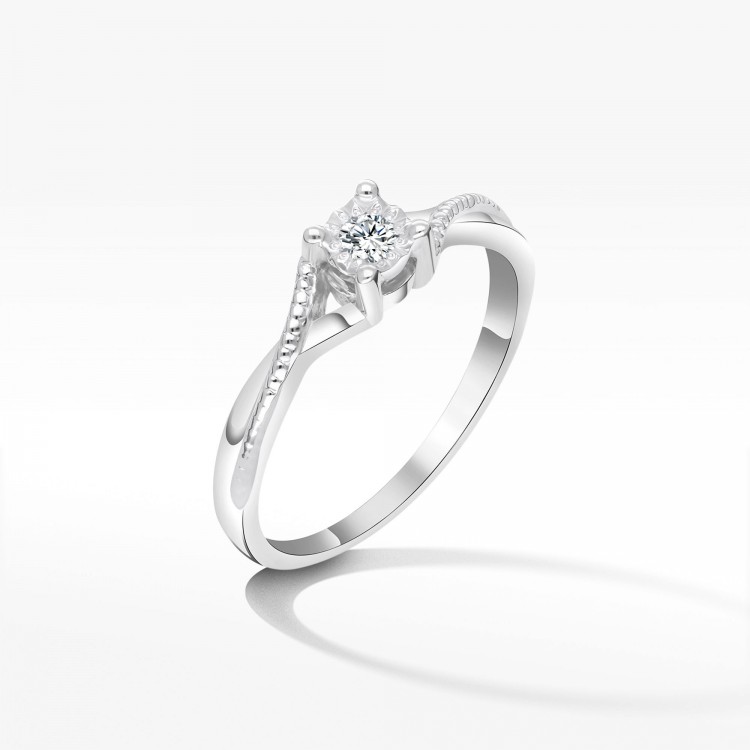Pierścionek z białego złota z diamentem - próba 585 0,08CT PV-131B