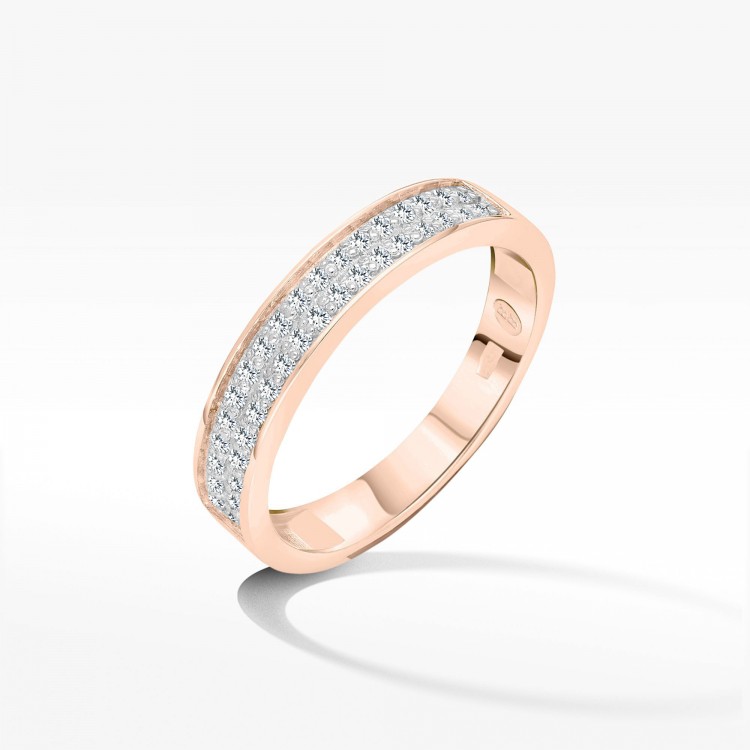 Pierścionek z różowego złota z diamentami  - próba 585 0,18CT PV-135C