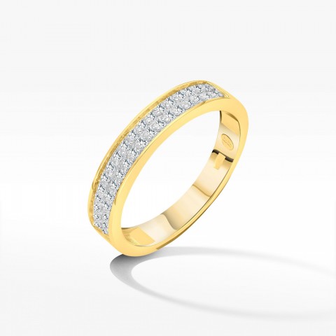 Pierścionek z żółtego złota z diamentami  - próba 585 0,18CT PV-135A