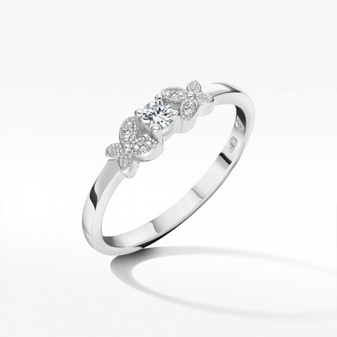 Pierścionek z białego złota z diamentami  - próba 585 0,12CT PV-165B