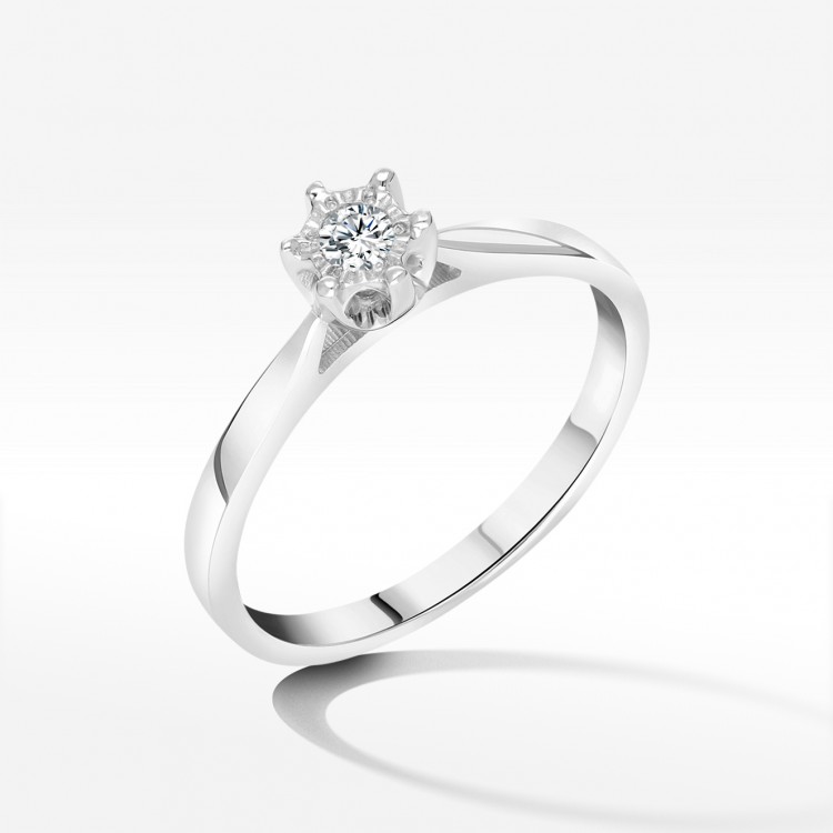 Pierścionek z białego złota z diamentem - próba 585 0,05CT PV-171B