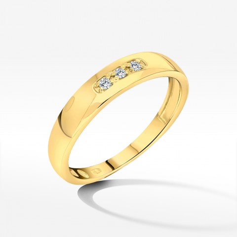 Pierścionek z żółtego złota z diamentami - próba 585 0,04CT PV-189A