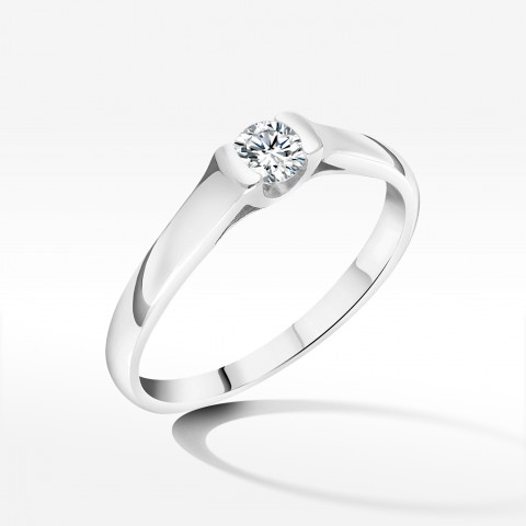 Pierścionek z białego złota z diamentem - próba 585 0,15CT PV-190B