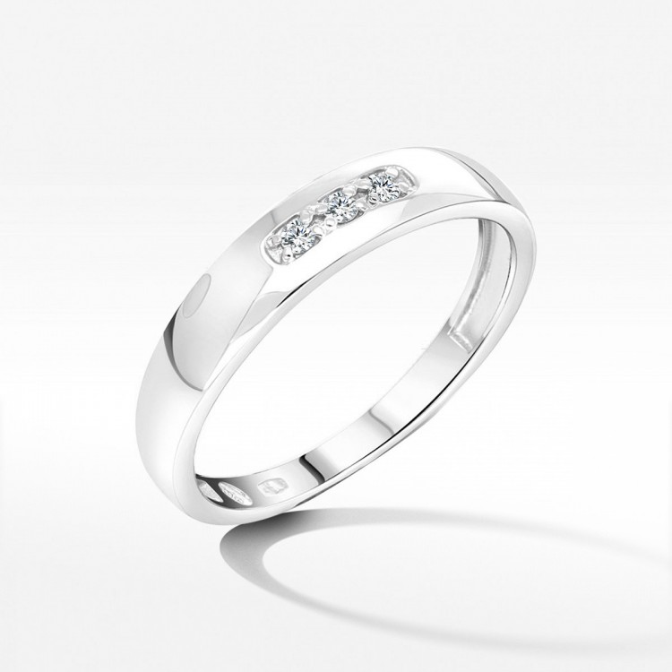 Pierścionek z białego złota z diamentami - próba 585 0,04CT PV-189B