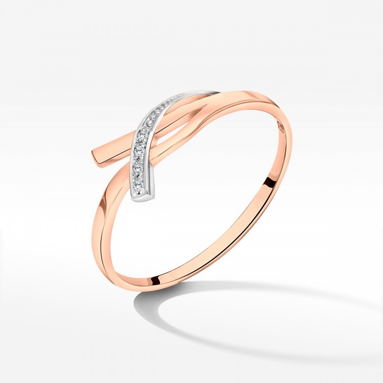Pierścionek z różowego złota z diamentami  - próba 585 0,02CT PV-186C