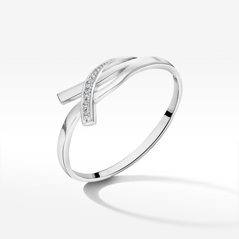 Pierścionek z białego złota z diamentami  - próba 585 0,02CT PV-186B