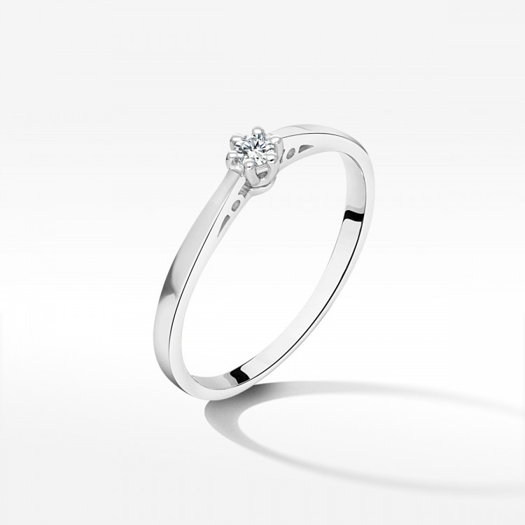 Pierścionek z różowego złota z diamentem - próba 585 0,08CT PV-192B