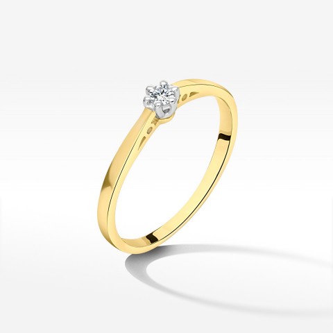 Pierścionek z białego złota z diamentem - próba 585 0,08CT PV-192A