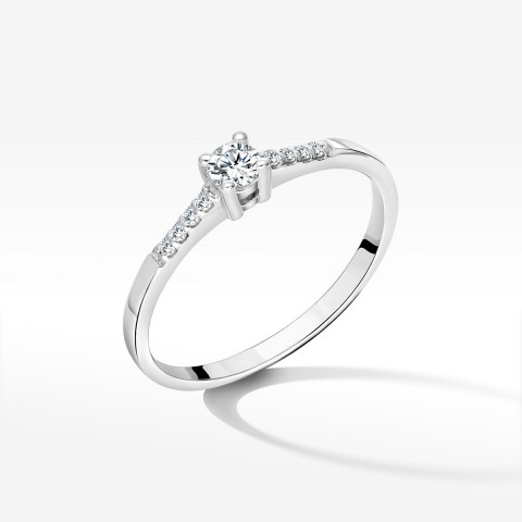 Pierścionek z białego złota z diamentami  - próba 585 0,22CT PV-214B