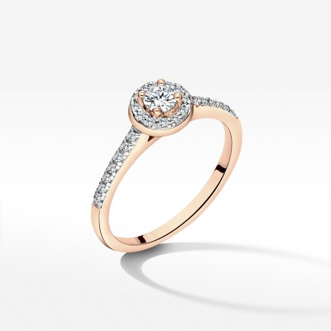 Pierścionek z różowego złota z diamentami  - próba 585 0,28CT PV-213C