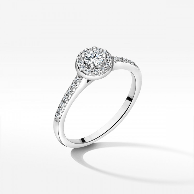 Pierścionek z białego złota z diamentami  - próba 585 0,28CT PV-213B