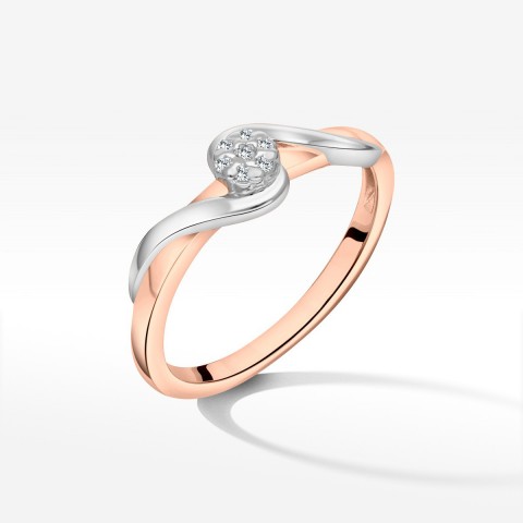 Pierścionek z różowego złota z diamentami  - próba 585 0,08CT PV-211C