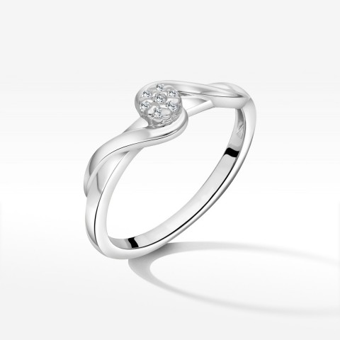 Pierścionek z białego złota z diamentami  - próba 585 0,08CT PV-211B