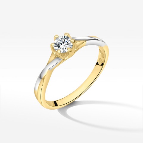 Pierścionek z żółtego złota z diamentem - próba 585 0,23CT PV-208A