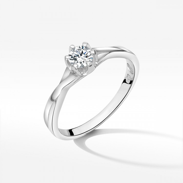 Pierścionek z białego złota z diamentem - próba 585 0,23CT PV-208B