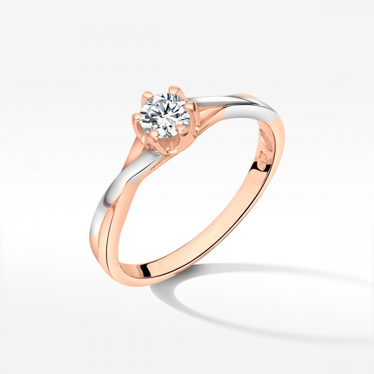 Pierścionek z różowego złota z diamentem - próba 585 0,23CT PV-208C