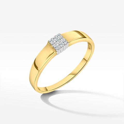 Pierścionek z żółtego złota z diamentami  - próba 585 0,08CT PV-207A