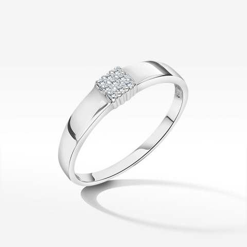 Pierścionek z białego złota z diamentami  - próba 585 0,08CT PV-207B