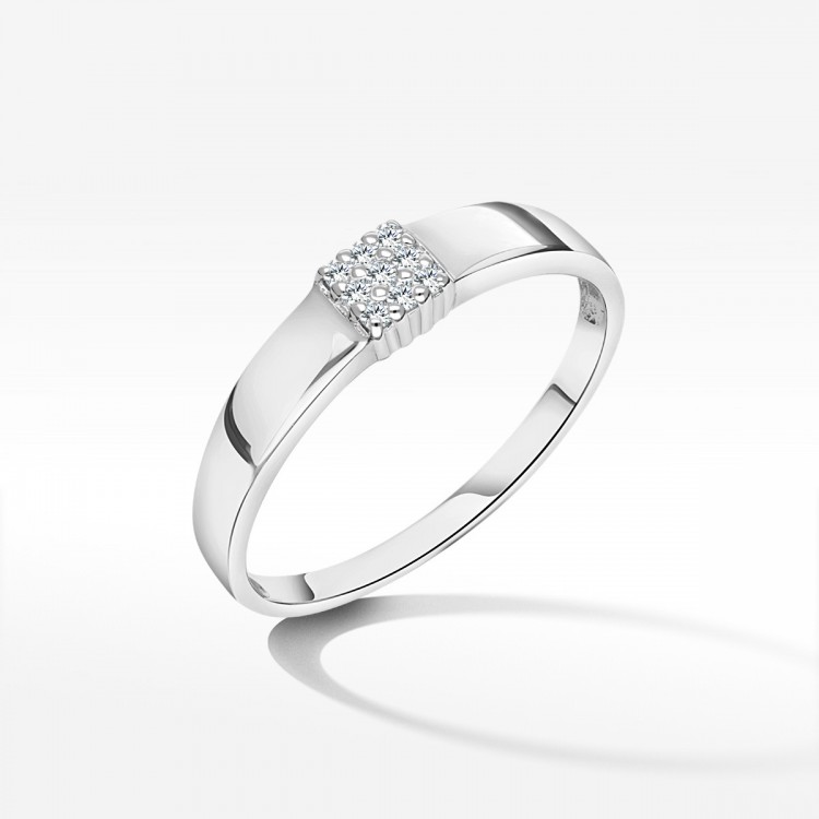 Pierścionek z białego złota z diamentami  - próba 585 0,08CT PV-207B
