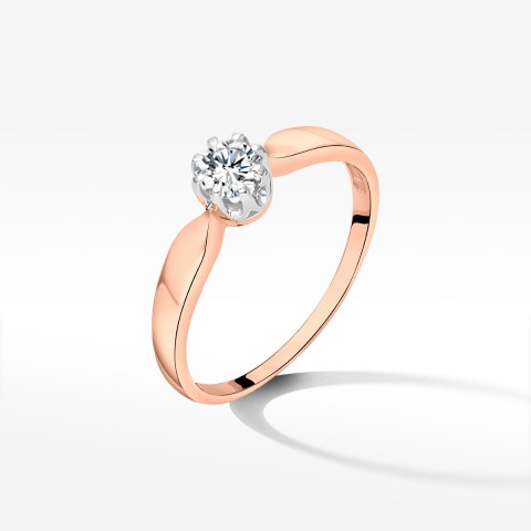 Pierścionek z różowego złota z diamentem - próba 585 0,30CT PV-195C
