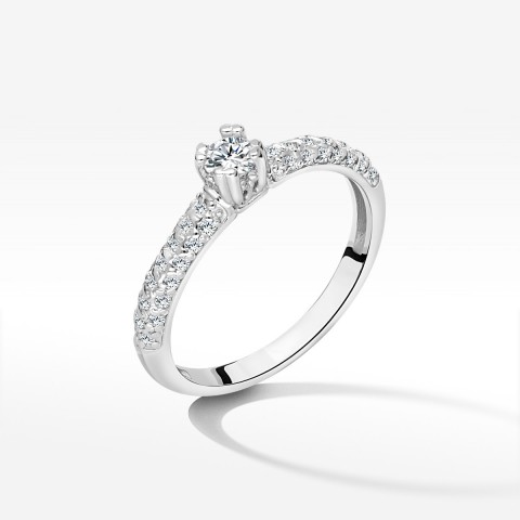 Pierścionek z białego złota z diamentami  - próba 585 0,36CT PV-198B