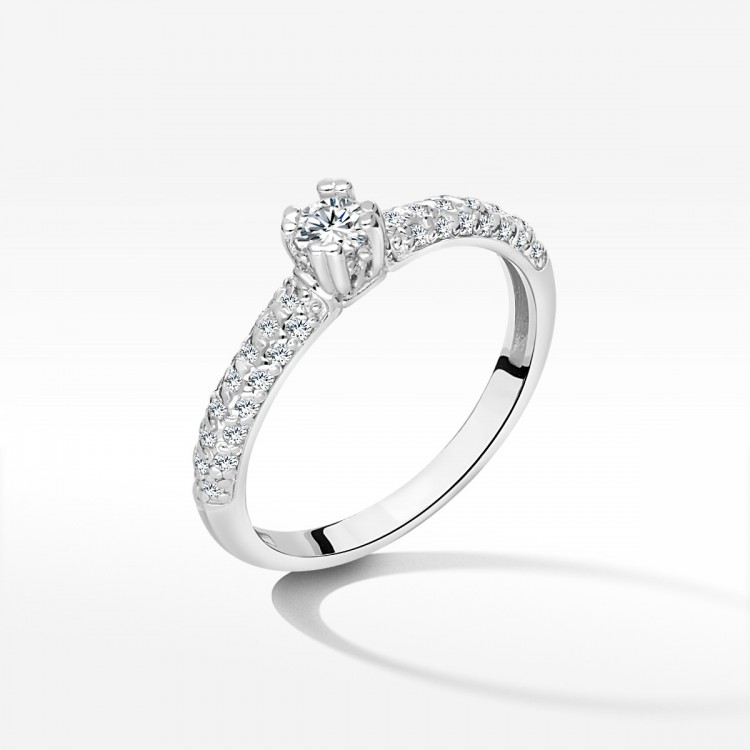 Pierścionek z białego złota z diamentami  - próba 585 0,36CT PV-198B
