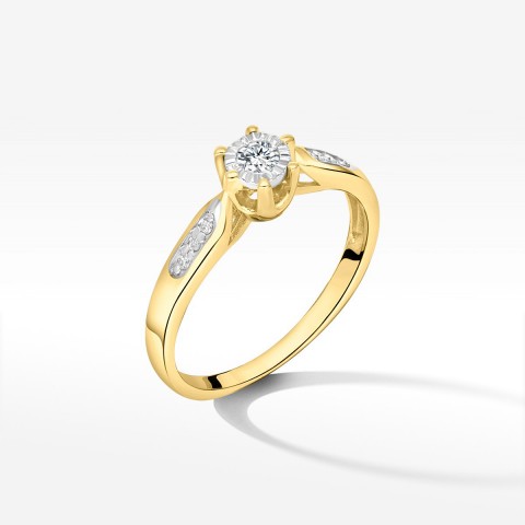 Pierścionek z białego złota z diamentami  - próba 585 0,13CT PV-201A