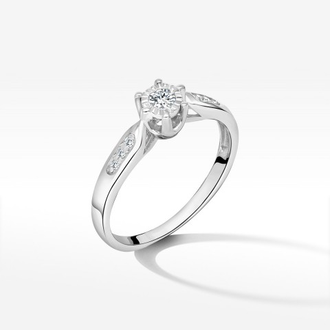 Pierścionek z różowego złota z diamentami  - próba 585 0,13CT PV-201B