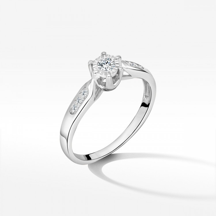 Pierścionek z różowego złota z diamentami  - próba 585 0,13CT PV-201B