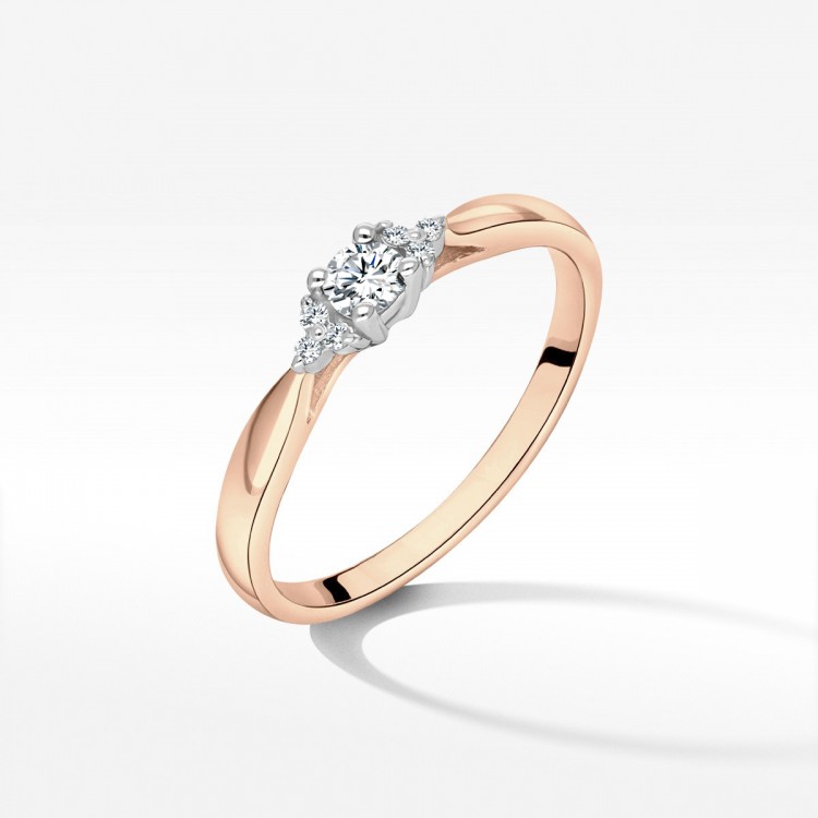 Pierścionek z różowego złota z diamentami  - próba 585 0,13CT PV-199C