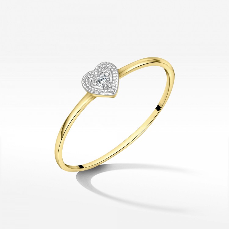 Pierścionek z białego złota z diamentem - próba 585 0,02CT PV-220A