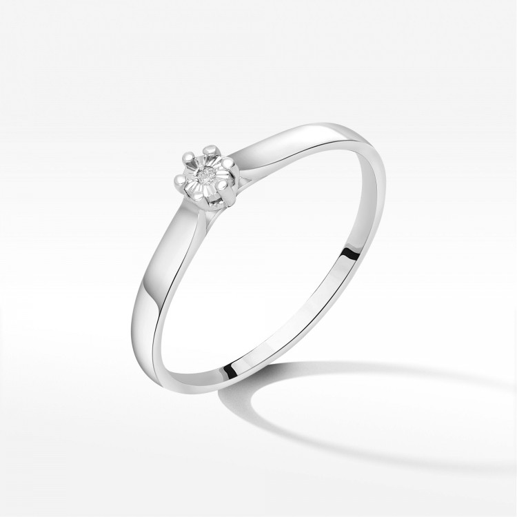 Pierścionek z białego złota z diamentem - próba 585 0,01CT PV-225B