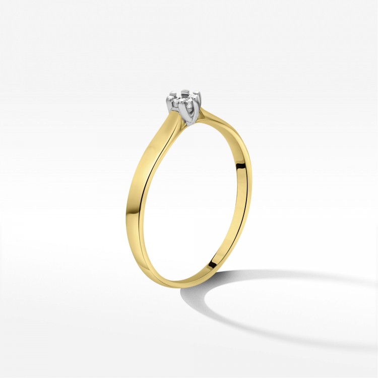 Pierścionek z żółtego złota z diamentem - próba 585 0,01CT PV-225A