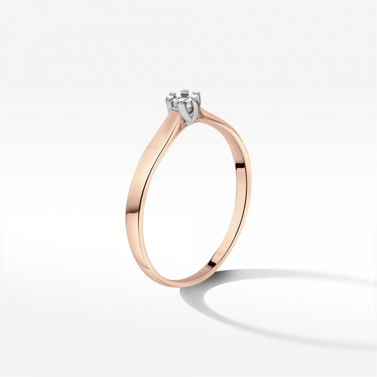 Pierścionek z różowego złota z diamentem - próba 585 0,01CT PV-225C