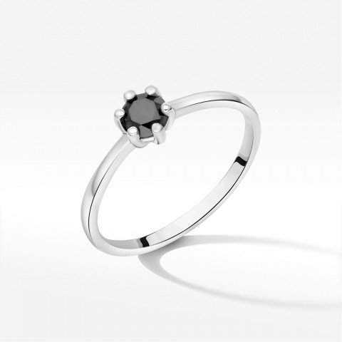 Pierścionek z białego złota z czarnym diamentem - próba 585 0,60CT PV-227BK