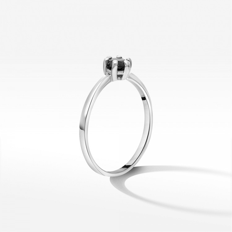 Pierścionek z białego złota z czarnym diamentem - próba 585 0,60CT PV-227BK