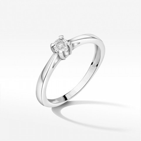 Pierścionek z białego złota z diamentem - próba 585 0,02CT PV-228B