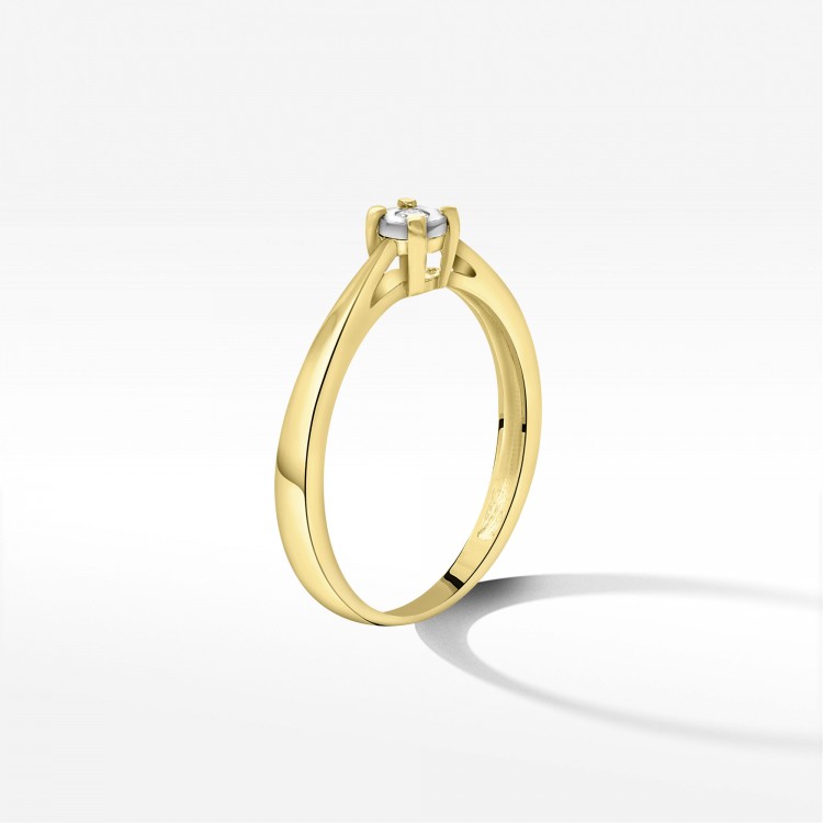 Pierścionek z żółtego złota z diamentem - próba 585 0,02CT PV-228A