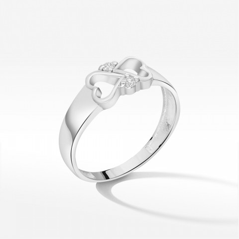 Pierścionek z białego złota z diamentami  - próba 585 0,04CT PV-230B