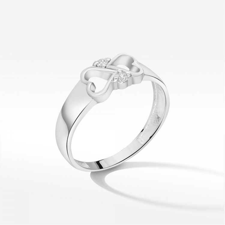 Pierścionek z białego złota z diamentami  - próba 585 0,04CT PV-230B